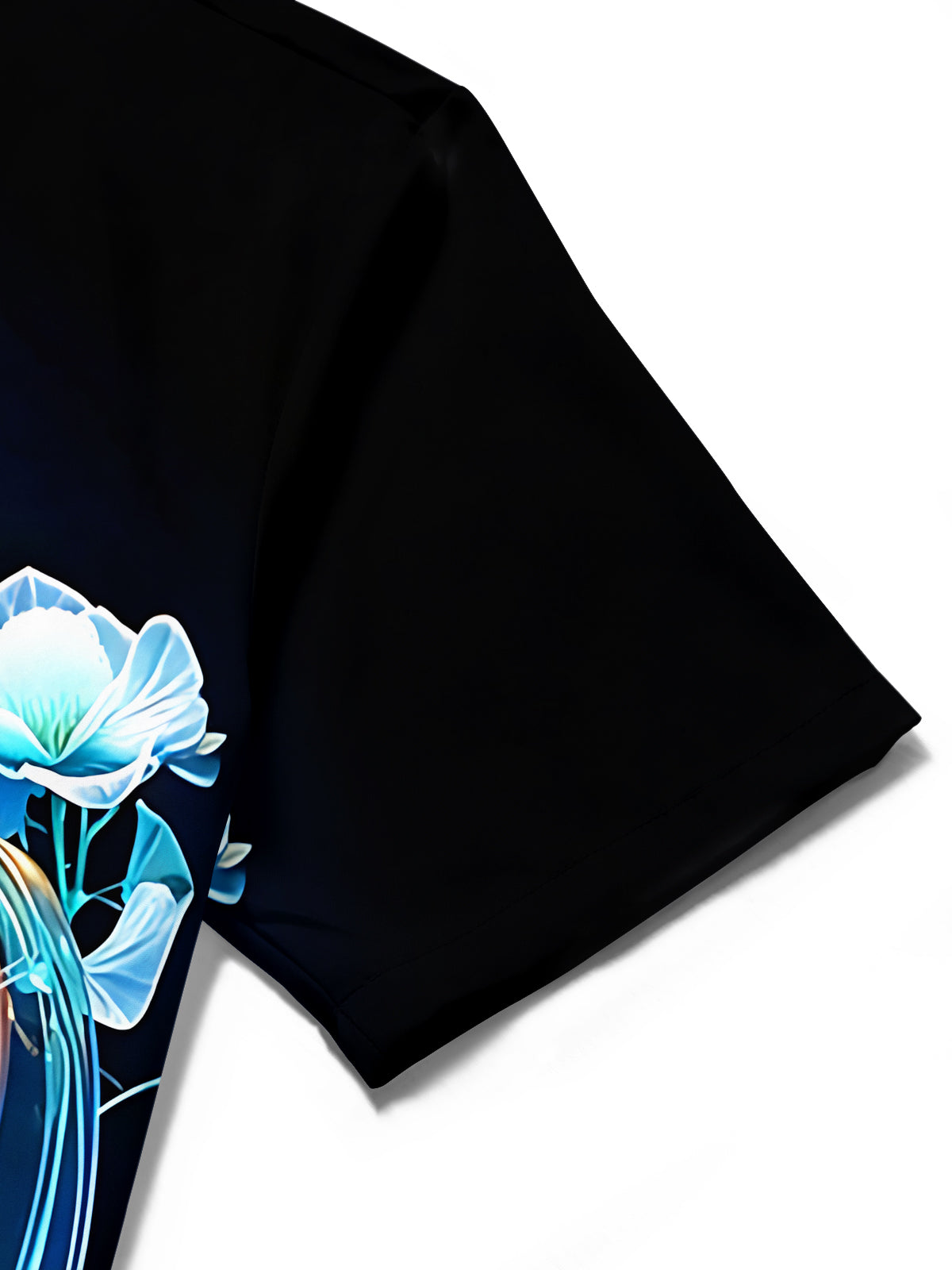 Adaychic Men's Graphic Neon Crystal Harp Print Short Sleeve Shirt with Chest Pocket