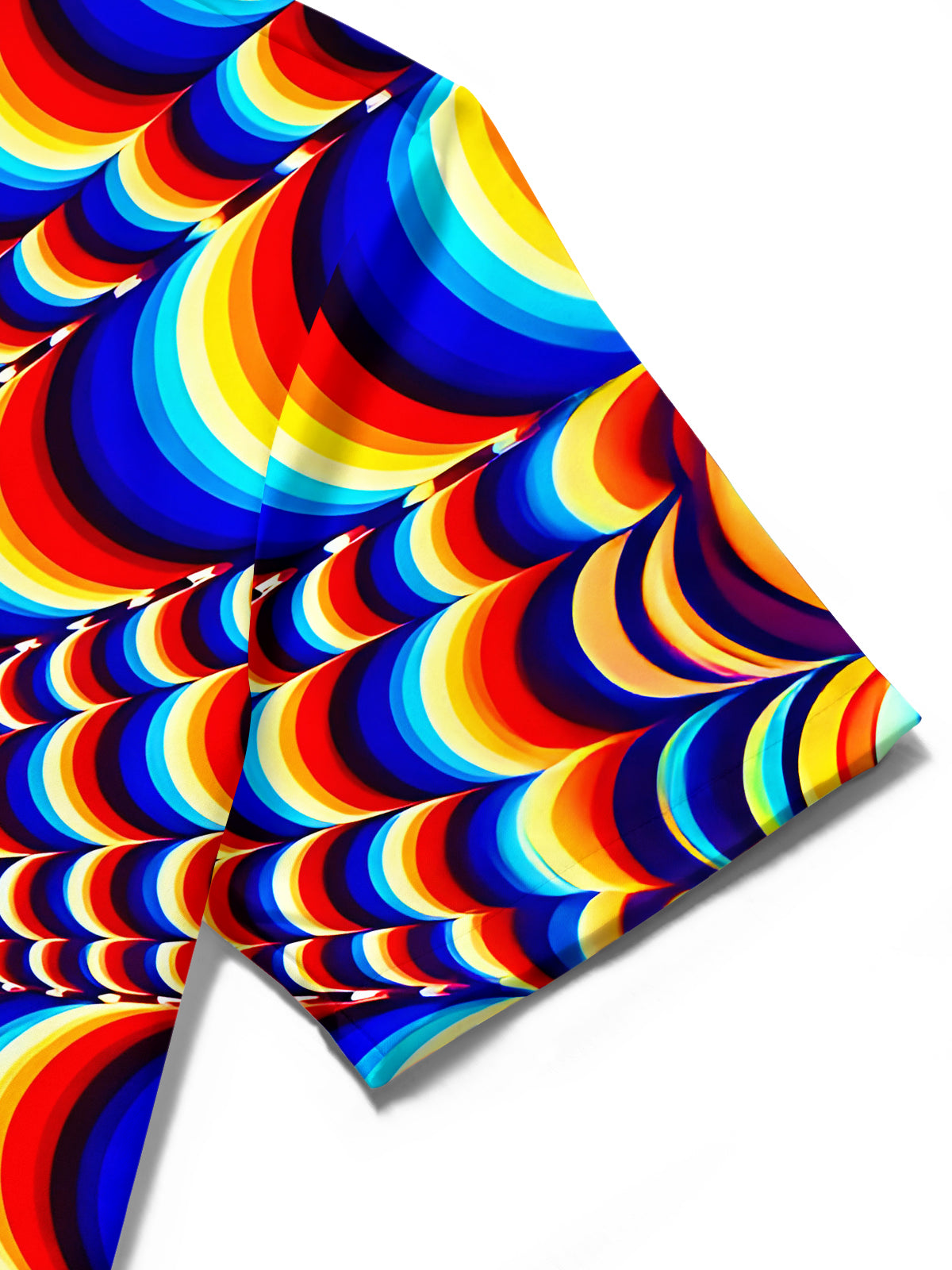 Adaychic Men's Geometric Psychedelic Rainbow Arc Print Short Sleeve Shirt with Chest Pocket