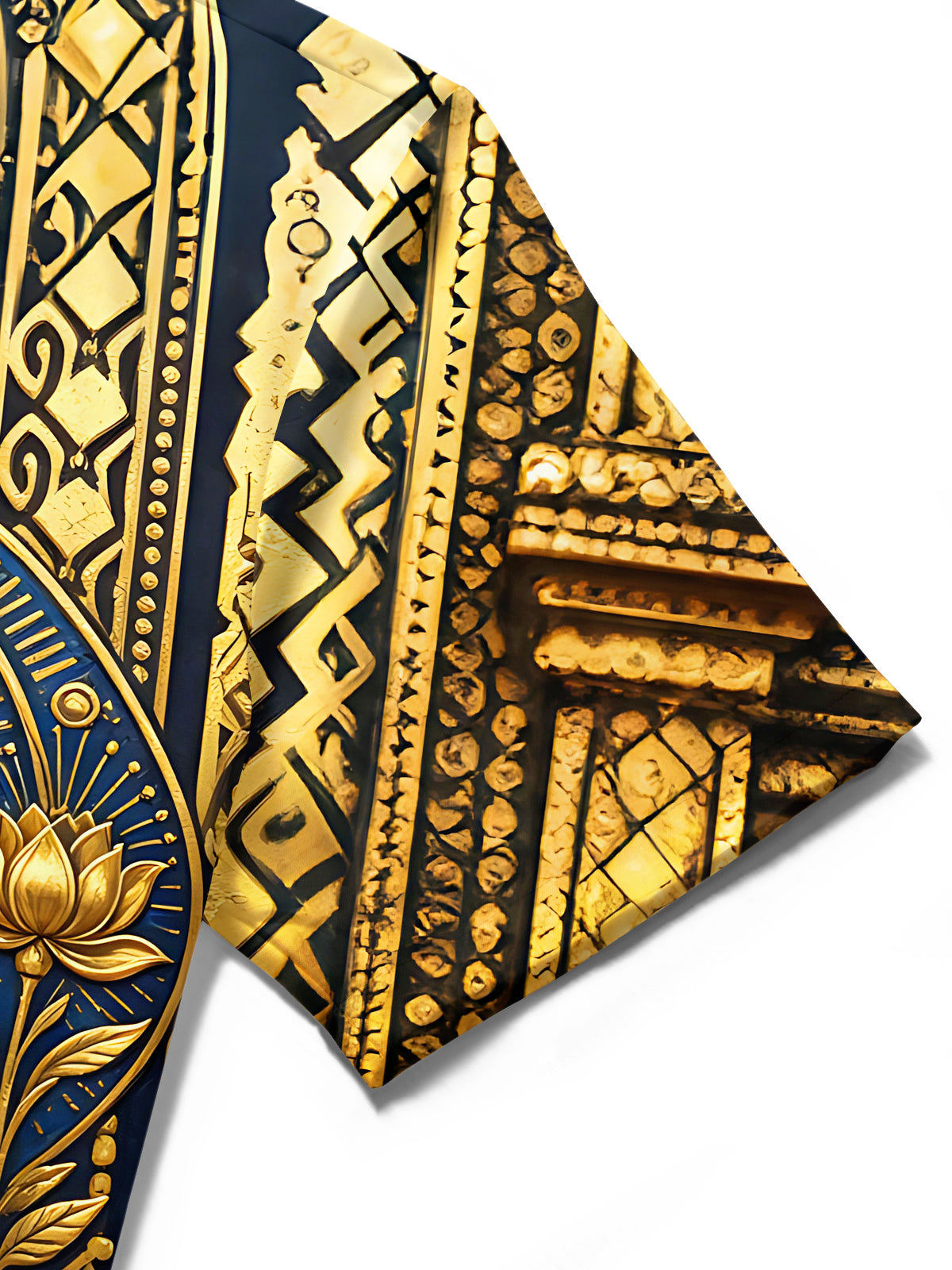 Adaychic Men's Graphic Floral Egyptian Cat Pharaoh Print Short Sleeve Button Down Shirt with Chest Pocket
