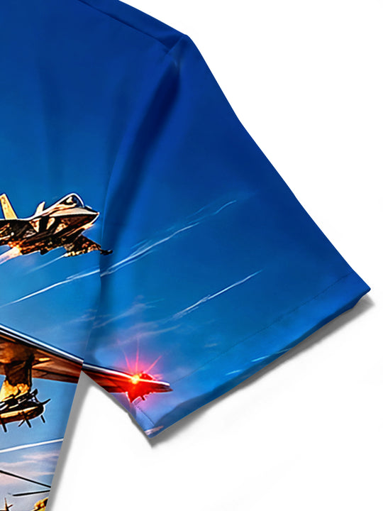 250 Years Fighter Aircraft Men's Pocket Short Sleeve Shirts