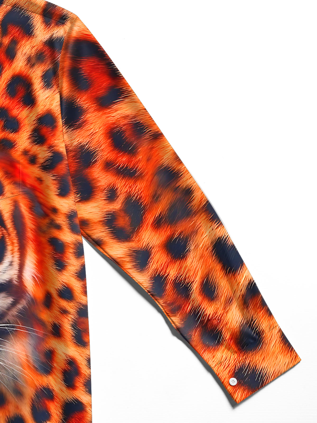 Adaychic Men's Tiger Face Print Long Sleeve Stand Collar Shirt
