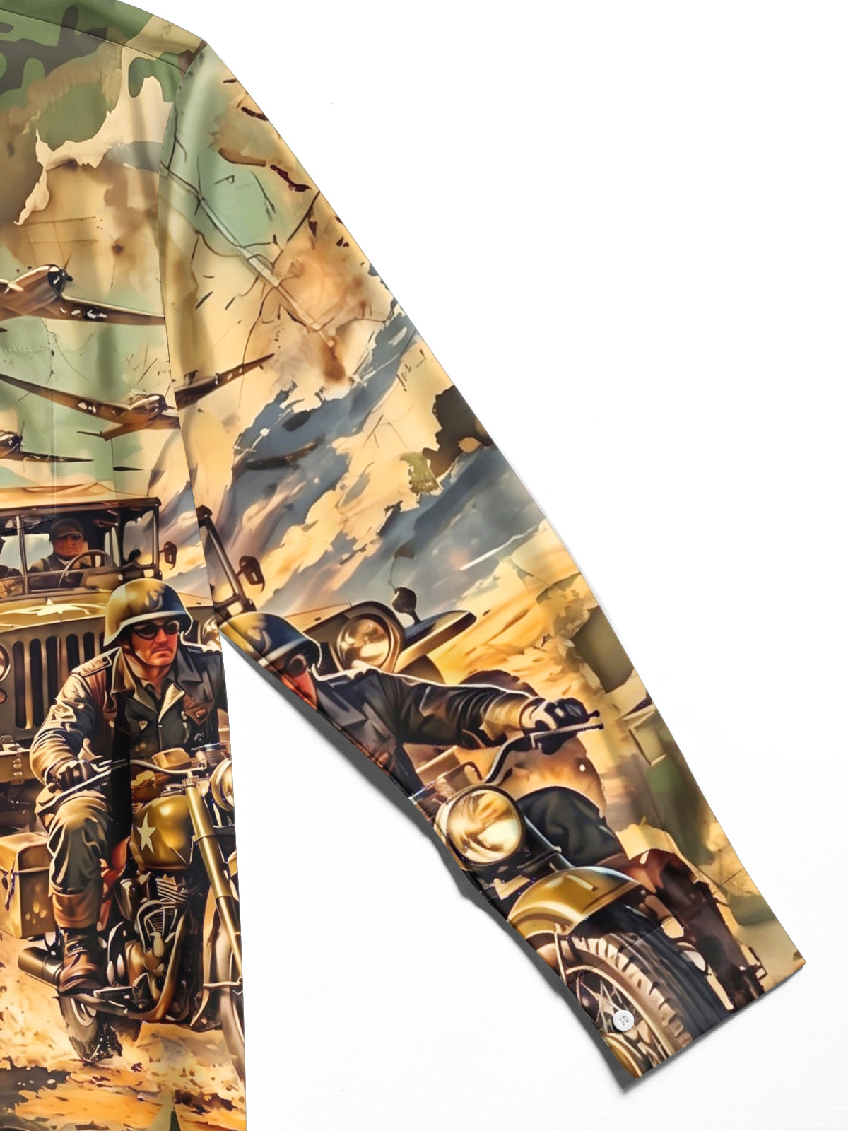Adaychic Men's Short Sleeve Shirt - Vintage Military Soldiers And Pin-up Girl Print with Chest Pocket