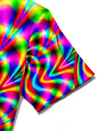 Adaychic Men's Abstract Psychedelic Mandala Swirl Print Short Sleeve Shirt with Chest Pocket