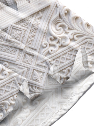 Adaychic Men's Marble Palace Relief Architecture Print Long Sleeve Shirt with Chest Pocket