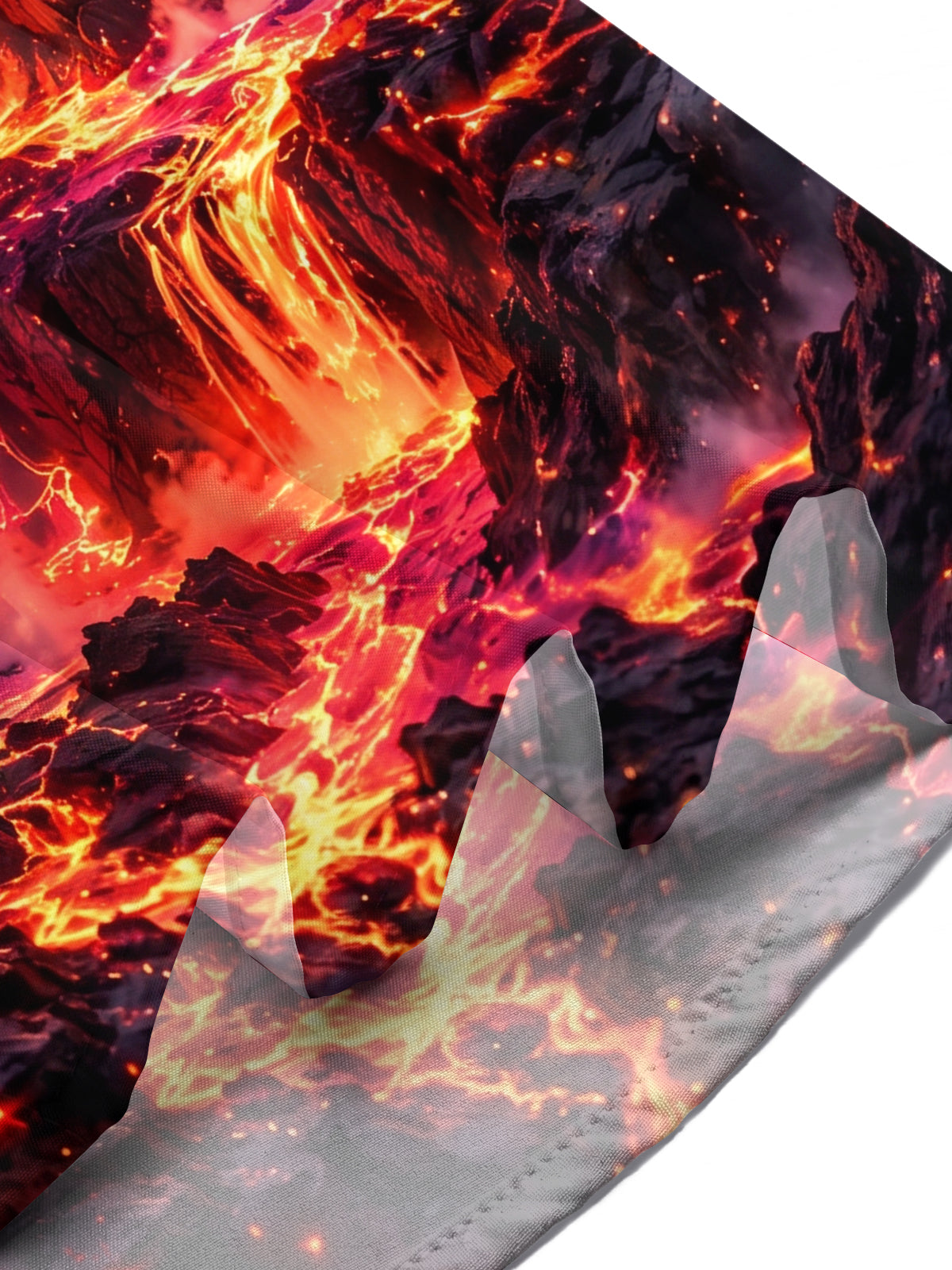 Adaychic Men's Volcano Eruption With Lava Flow Print Short Sleeve Shirt with Chest Pocket