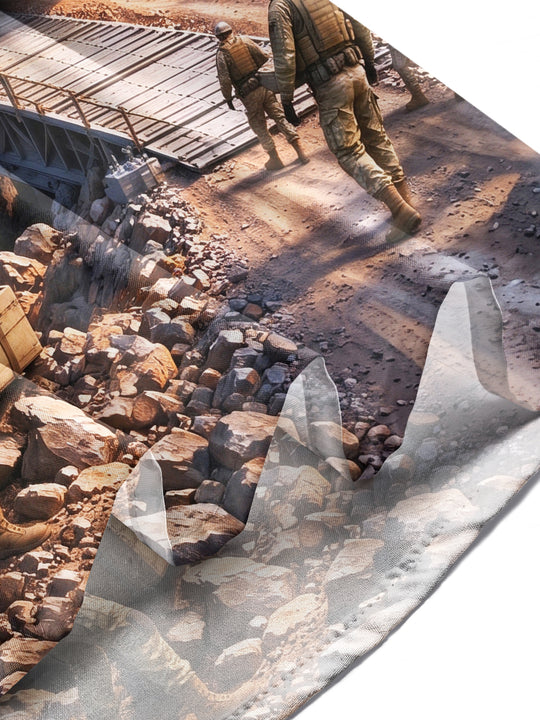Adaychic Men's Long Sleeve Shirt - Military Combat Scene With Armored Vehicle And Soldiers Print with Chest Pocket