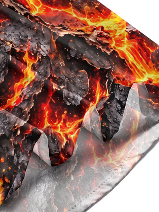 Adaychic Men's Graphic Volcanic Lava And Cracked Rock Print Long Sleeve Shirt with Chest Pocket