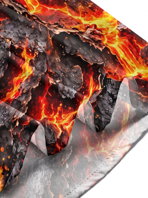 Adaychic Men's Graphic Volcanic Lava And Cracked Rock Print Long Sleeve Shirt with Chest Pocket