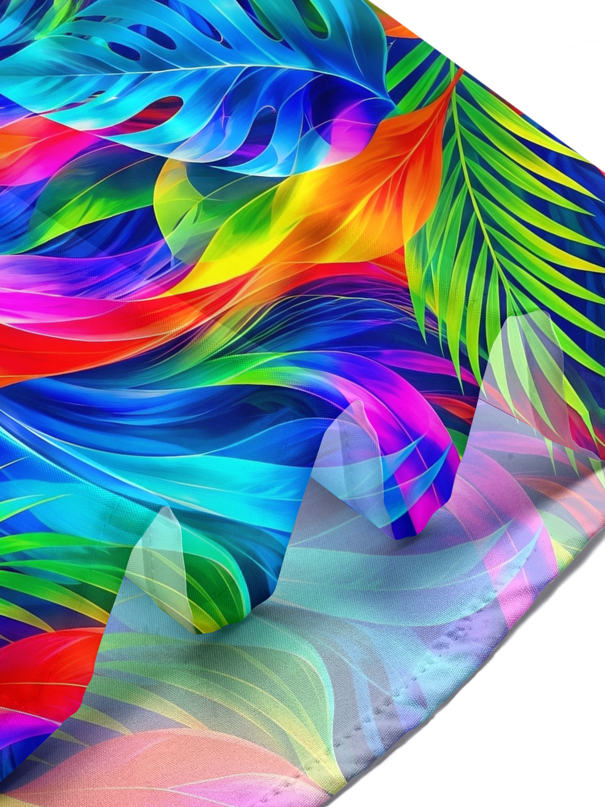 Adaychic Men's Hawaiian Abstract Neon Tropical Leaves Print Short Sleeve Shirt with Chest Pocket