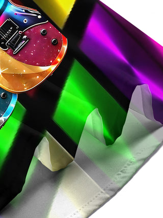 Colorful Music Guitar Men's Pocket Short Sleeve Shirts