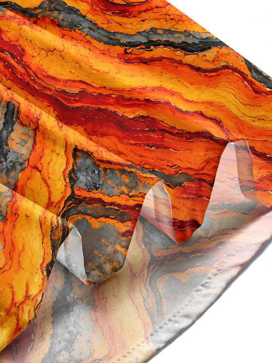 Adaychic Men's Abstract Wavy Lava And Rock Pattern Long Sleeve Shirt with Chest Pocket