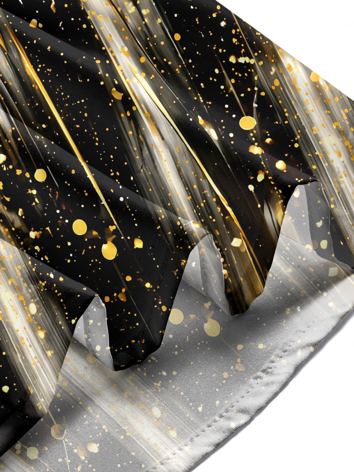 Adaychic Men's Long Sleeve Shirt - Abstract Gold And Black Splatter With Radial Lines Print with Chest Pocket