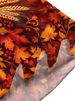 Adaychic Men's Short Sleeve Shirt - Thanksgiving Cornucopia With Pumpkins Corn Apples And Maple Leaves Print with Chest Pocket