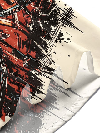 Adaychic Men's Graphic Drum Set Print Music Instrument Print Short Sleeve Shirt with Chest Pocket