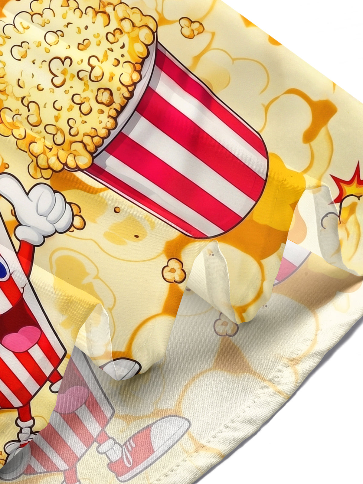Adaychic Men's Popcorn Cartoon Graphic Print Short Sleeve Button Down Shirt with Chest Pocket