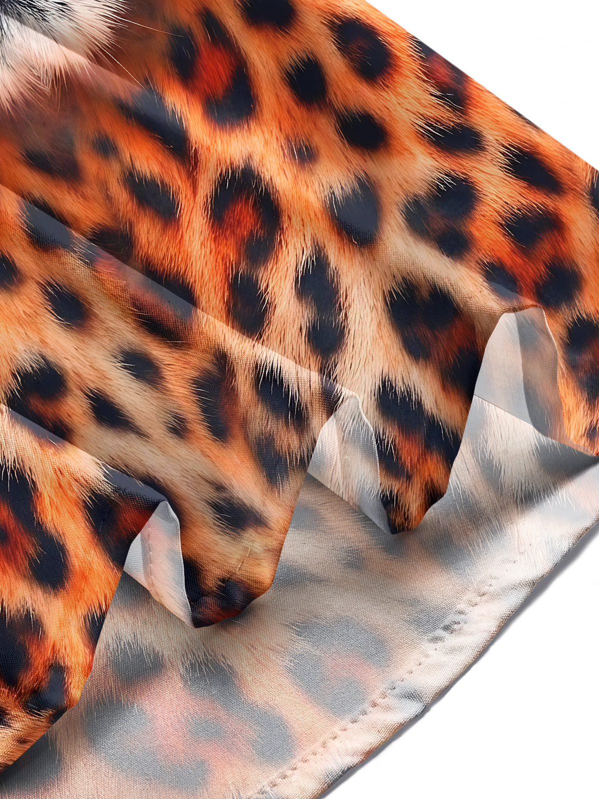 Adaychic Men's Tiger Face Print Long Sleeve Stand Collar Shirt