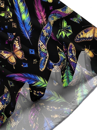Adaychic Men's Leopard And Butterflies Print Short Sleeve Shirt with Chest Pocket