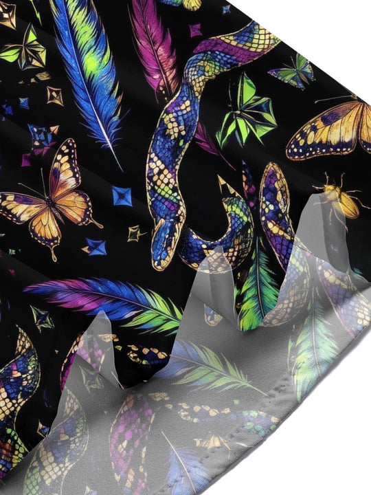 Adaychic Men's Leopard And Butterflies Print Short Sleeve Shirt with Chest Pocket