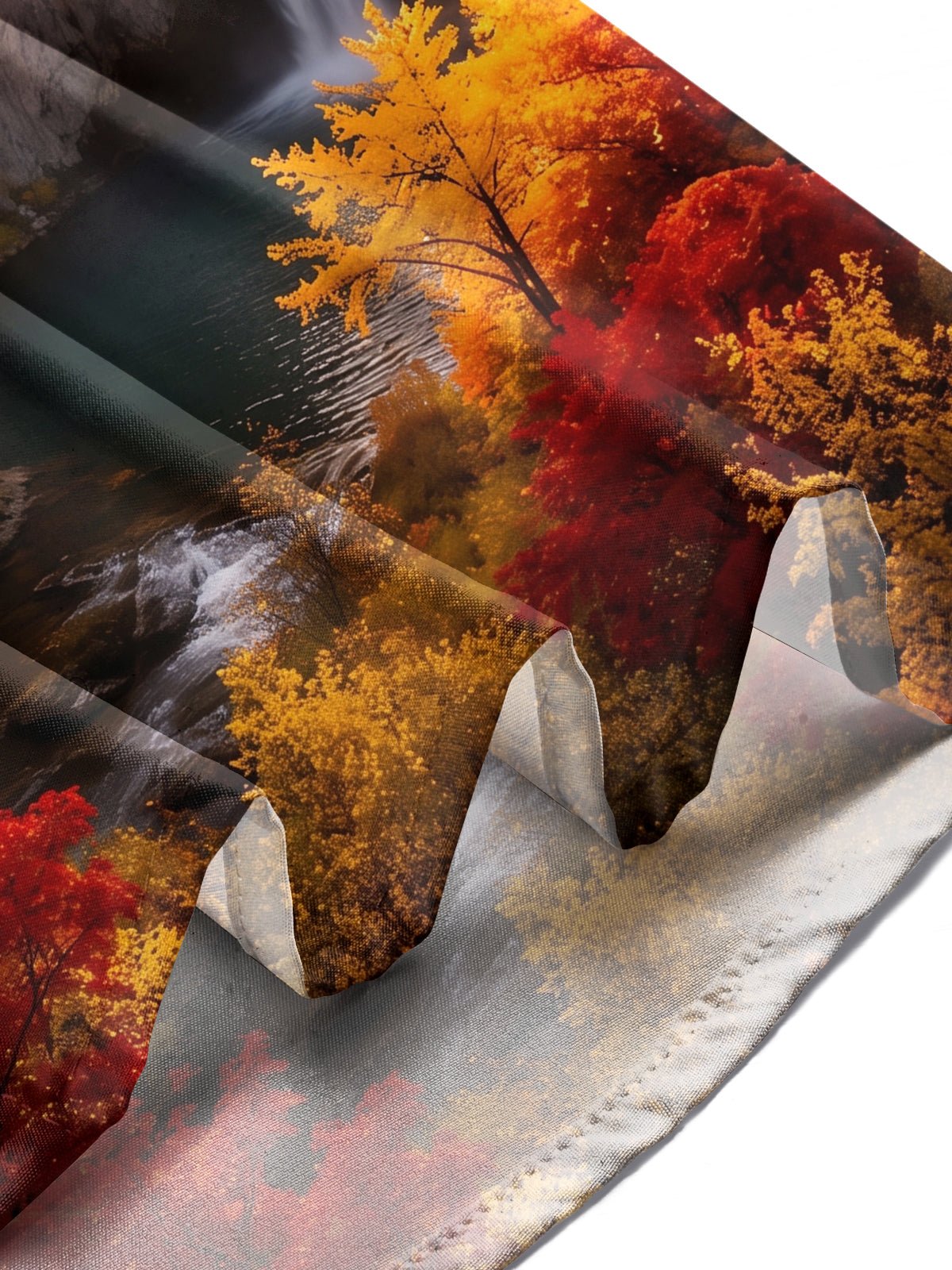 Adaychic Men's Printed Castle And Waterfall Landscape Print Long Sleeve Shirt with Chest Pocket