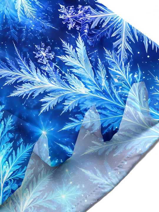 Adaychic Men's Printed Snowflakes Print Short Sleeve Shirt with Chest Pocket