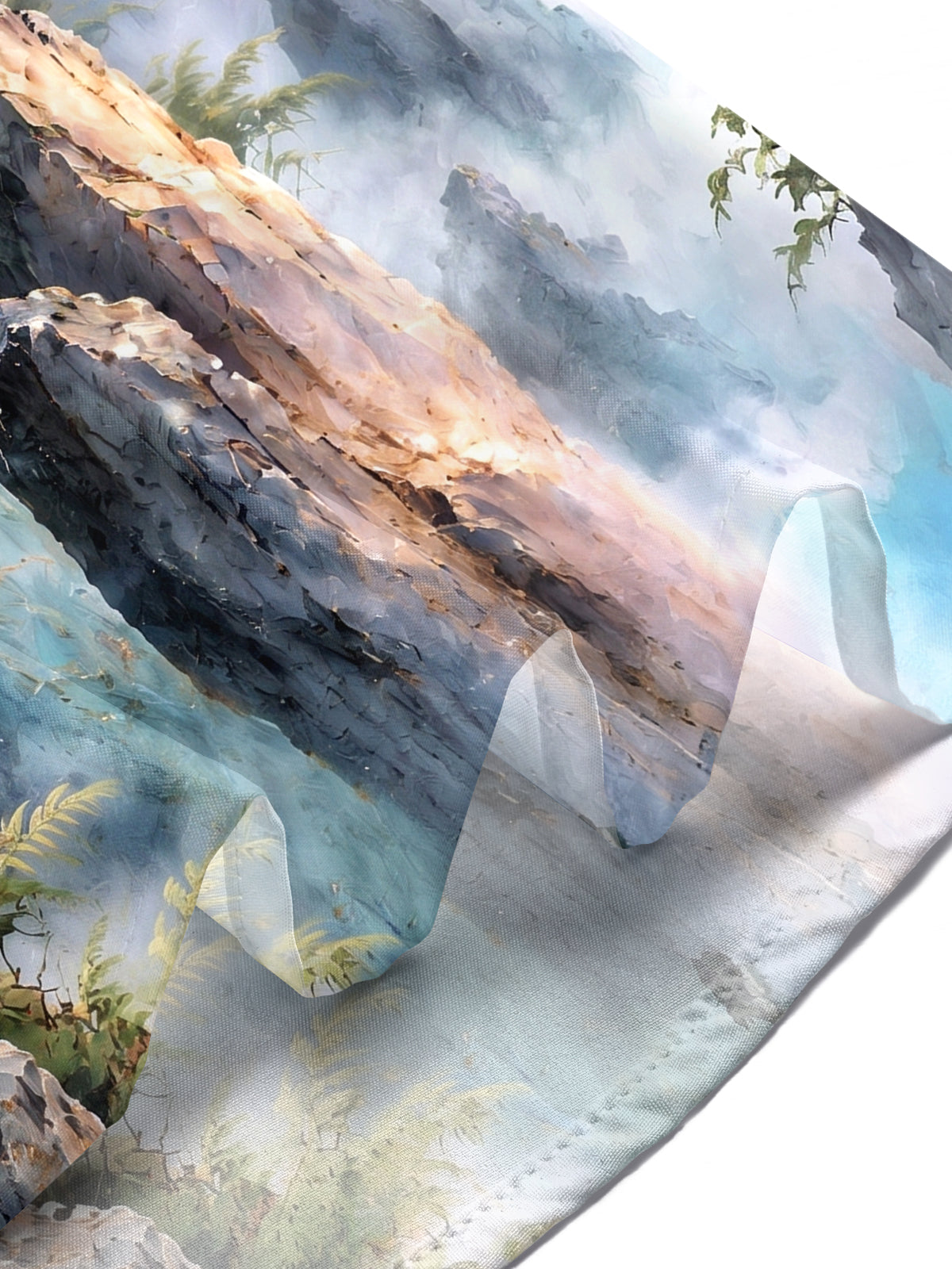 Adaychic Men's Mountain Landscape With Pine Trees Print Short Sleeve Shirt with Chest Pocket