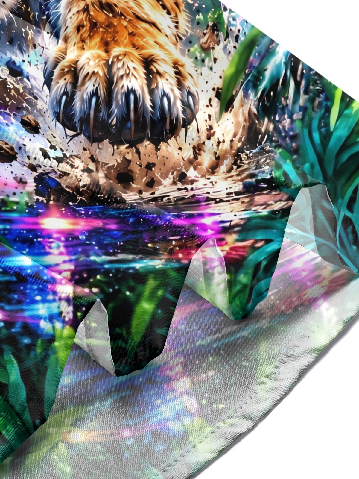 Adaychic Men's Hawaiian Tiger Head And Paw Print Long Sleeve Shirt with Chest Pocket
