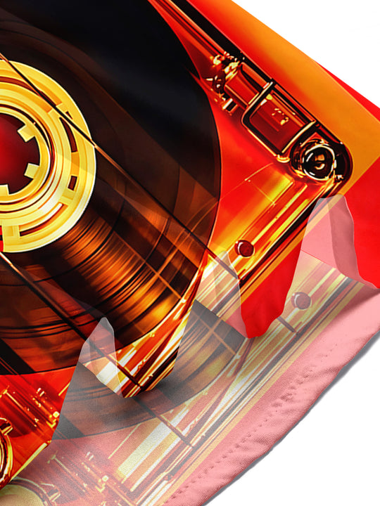Adaychic Men's Vintage Style Cassette Tape Print Short Sleeve Shirt with Chest Pocket