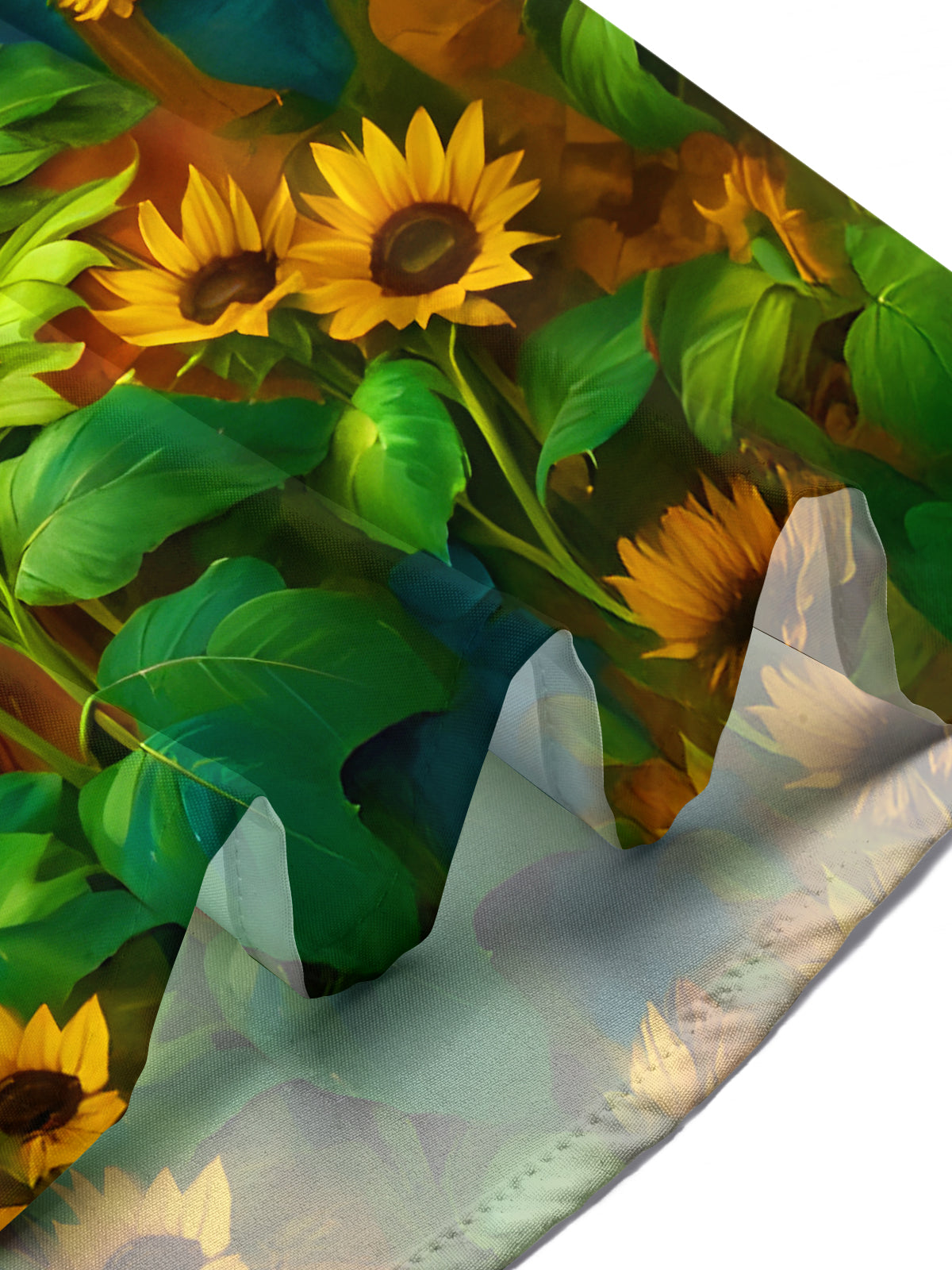Men's short sleeve Hawaiian shirt with sunflower print lifestyle shot for tropical beach vacation