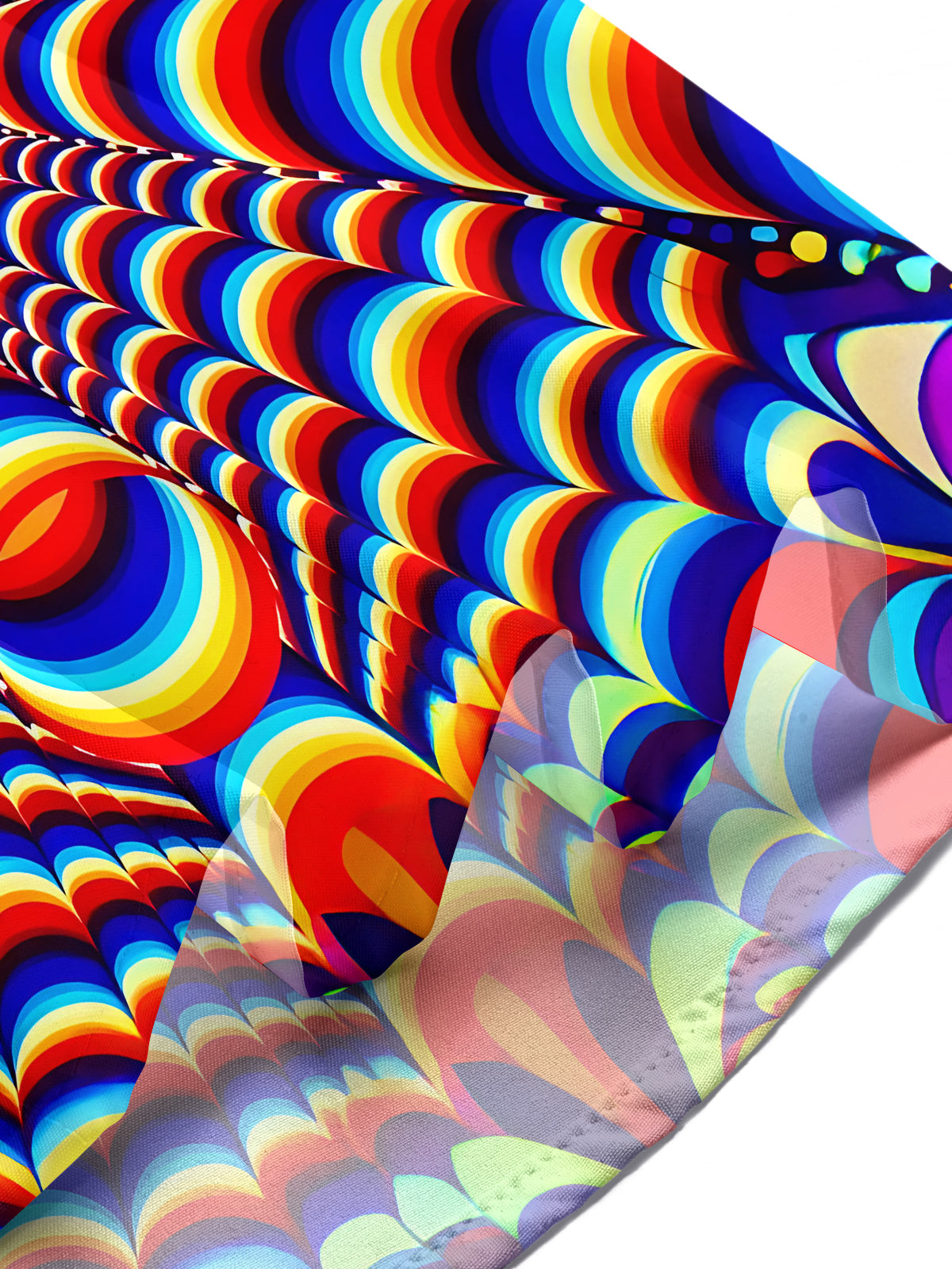 Adaychic Men's Geometric Psychedelic Rainbow Arc Print Short Sleeve Shirt with Chest Pocket
