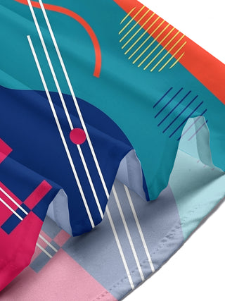 Adaychic Men's Geometric Music Instruments Print Short Sleeve Shirt with Chest Pocket