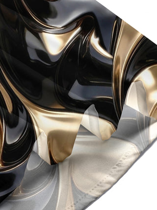 Adaychic Men's 3D Abstract 3D Swirling Metallic Waves Print Short Sleeve Shirt with Chest Pocket