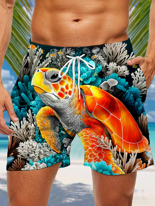men's Hawaiian casual pants front view tropical beach vacation