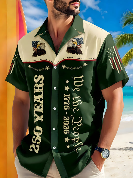 men's eagle print shirt front view Independence Day