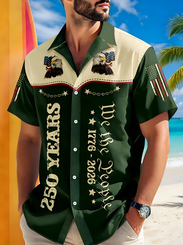 men's eagle print shirt front view Independence Day