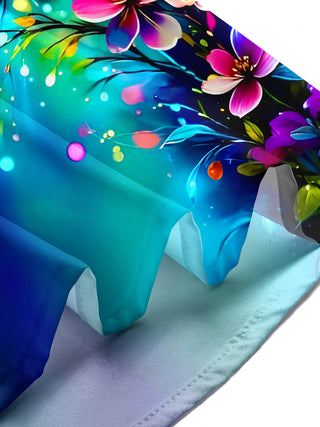 Men's long sleeve tie dye floral shirt, lifestyle outdoor setting