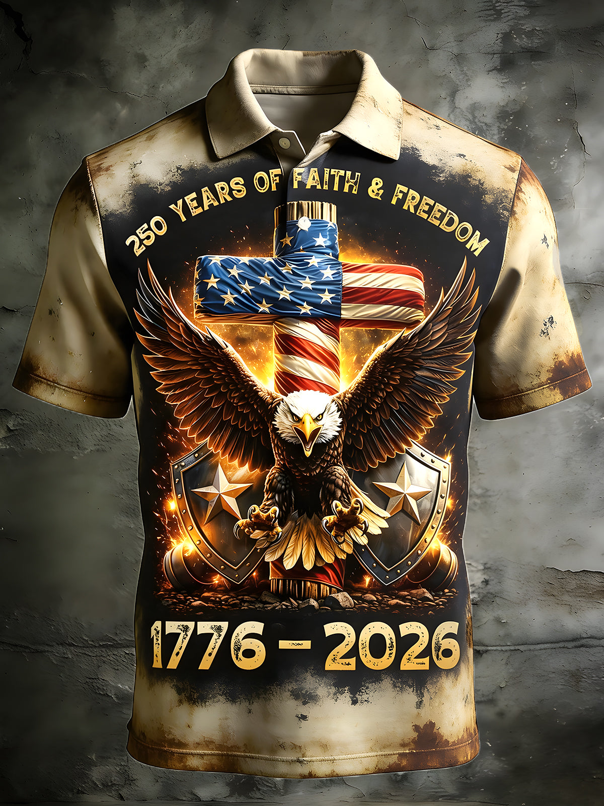 men's retro print shirt front view Independence Day