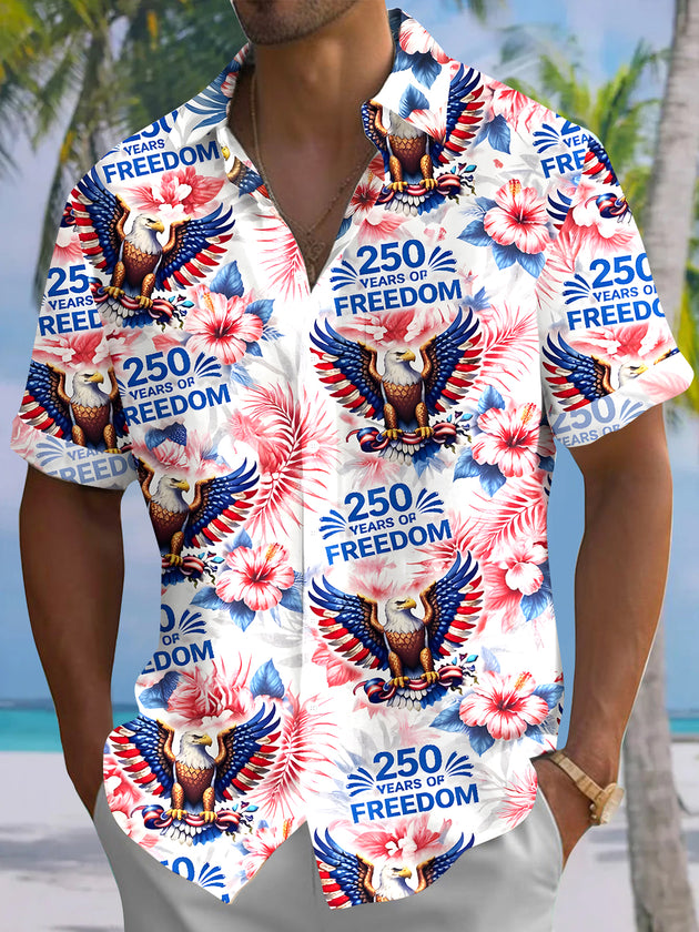 men's Hawaiian shirt front view Independence Day