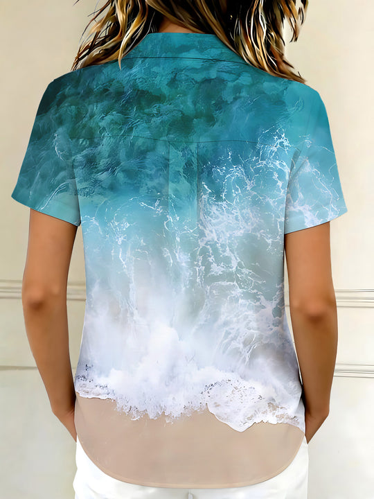 Ocean Pattern Women's Short Sleeve Shirts