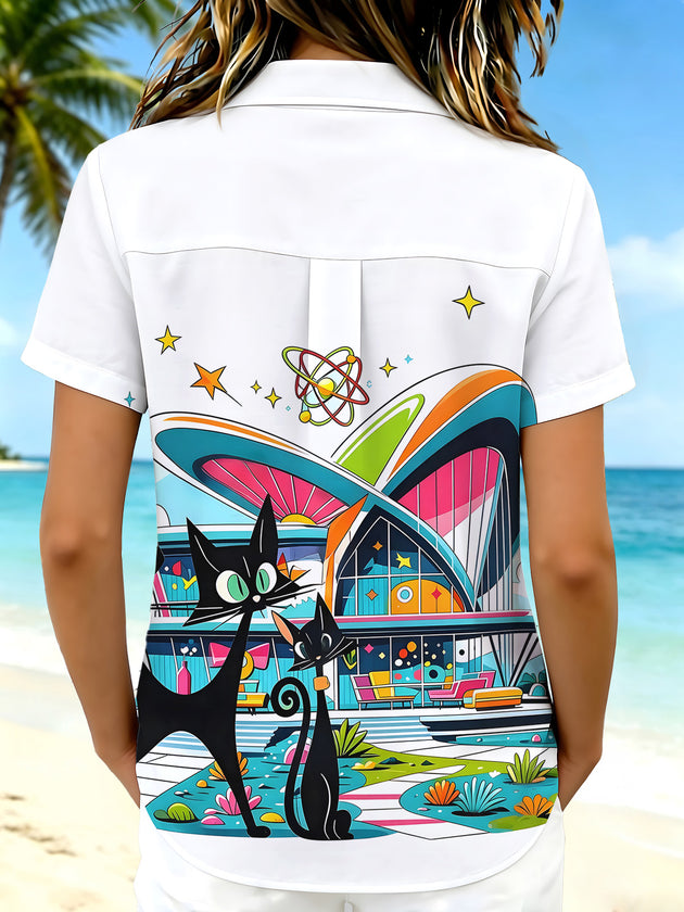 Cat Women's Short Sleeve Shirts