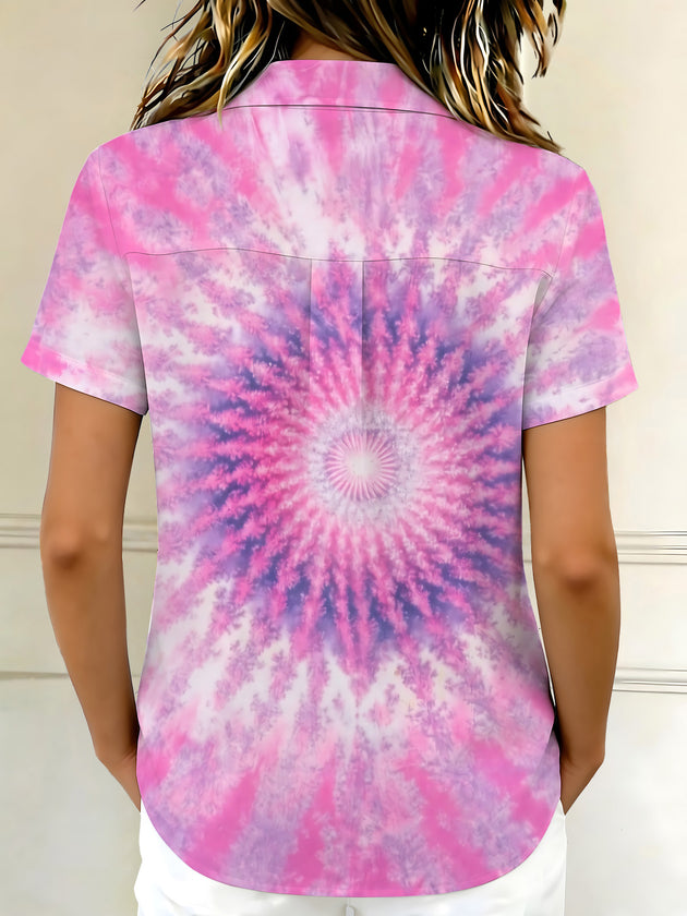 Tie Dye Abstract Women's Short Sleeve Shirts