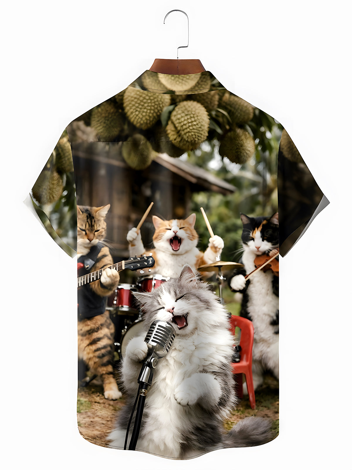 men's kitten pattern shirt back view