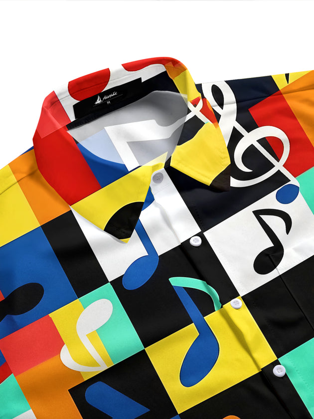 Musical Note Men's Pocket Short Sleeve Shirts
