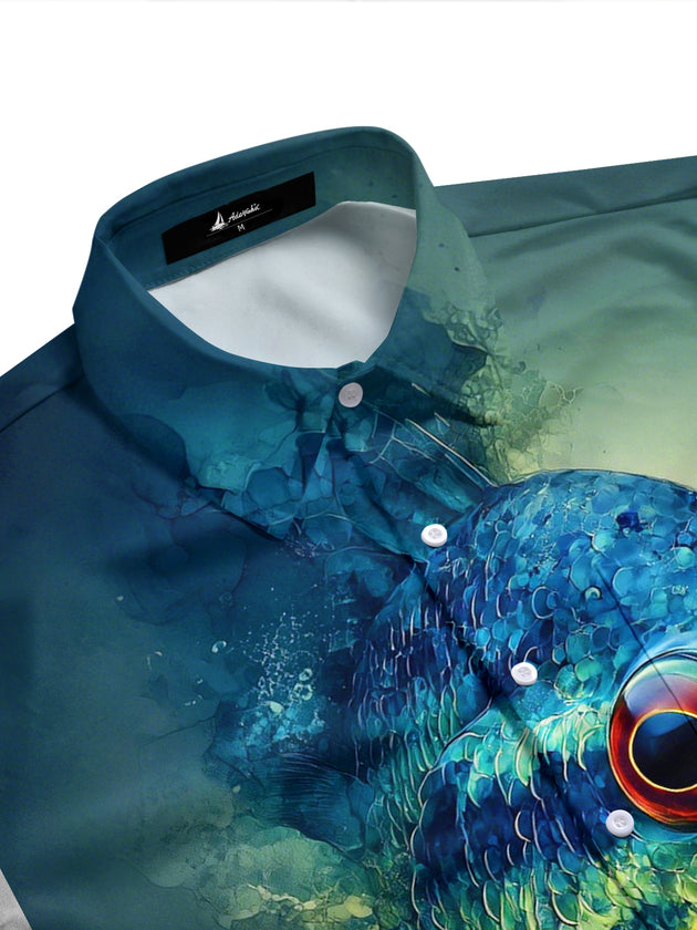 Men's tropical nautical print half sleeve shirt side view
