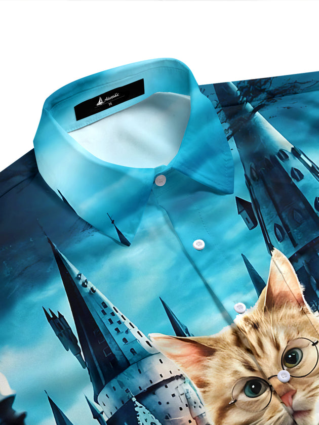 Magic Cat Men's Pocket Short Sleeve Shirts