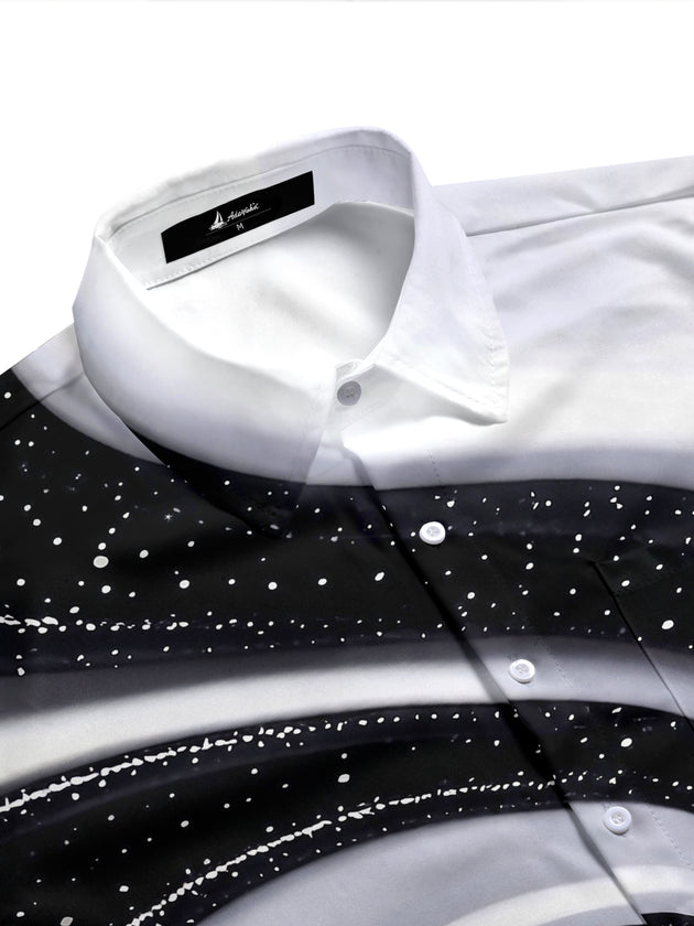 Adaychic Men's Printed Galaxy Swirl Print Short Sleeve Shirt with Chest Pocket