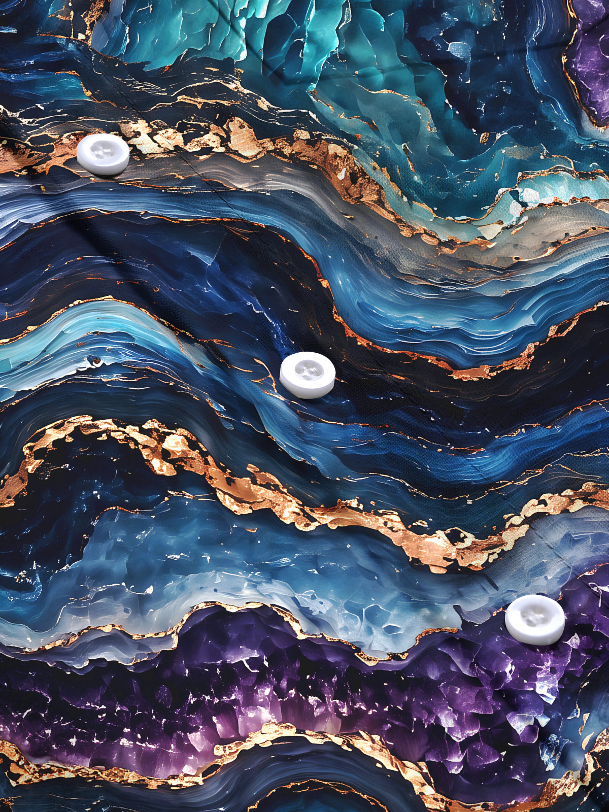 Adaychic Men's Abstract Marble And Agate Waves Print Long Sleeve Shirt with Chest Pocket