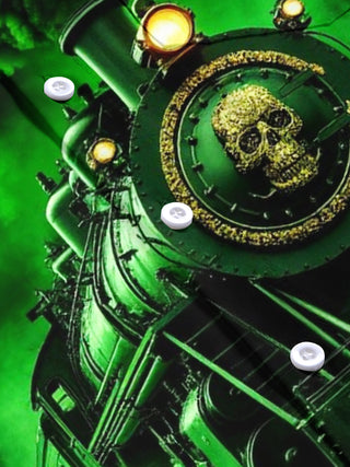 Adaychic Men's Graphic Skull Steam Train Print Short Sleeve Shirt with Chest Pocket