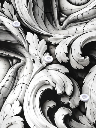Adaychic Men's 3D Baroque Scrollwork And Human Eyes Print Short Sleeve Shirt with Chest Pocket