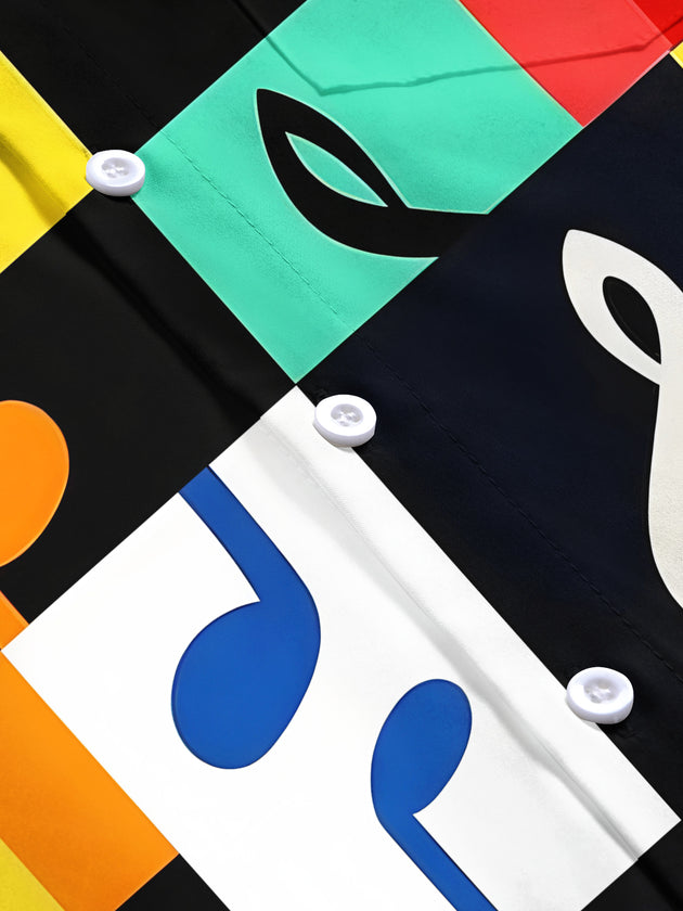 Musical Note Men's Pocket Short Sleeve Shirts