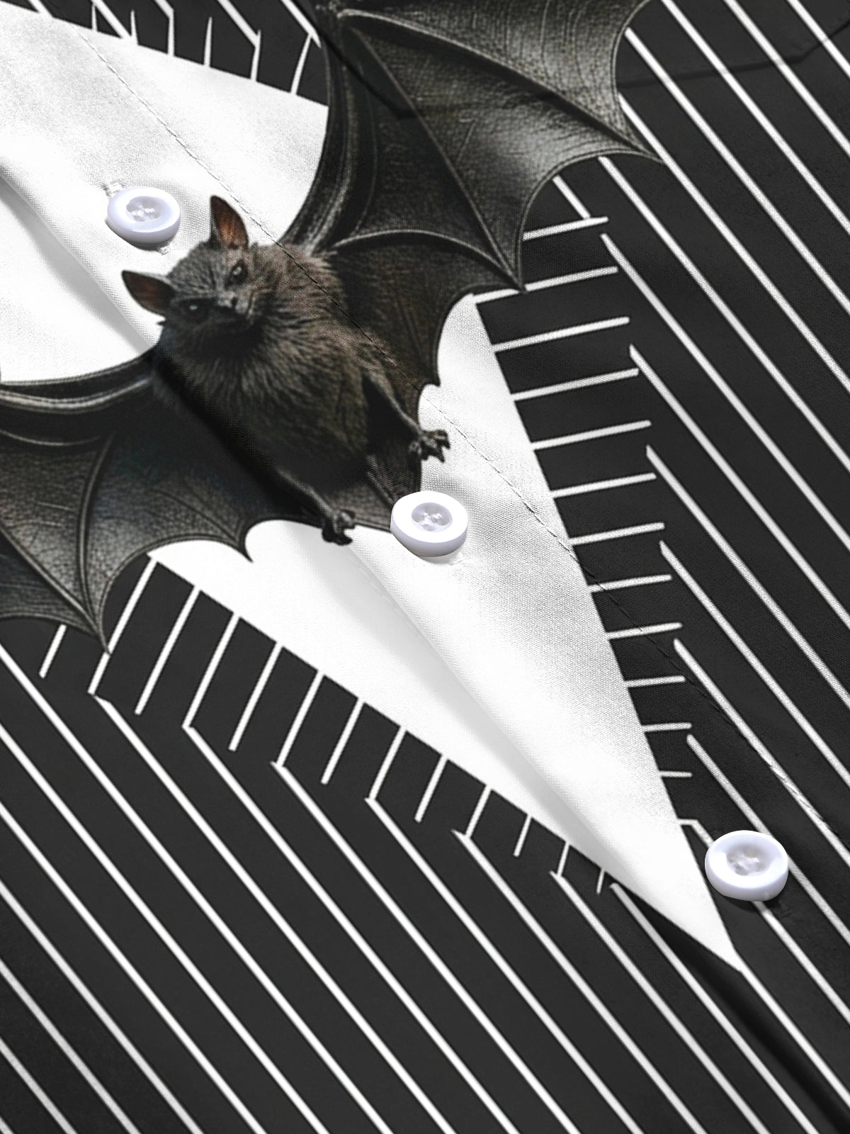 Adaychic Men's Halloween 3D Bat With Spread Wings Print Long Sleeve Shirt with Chest Pocket